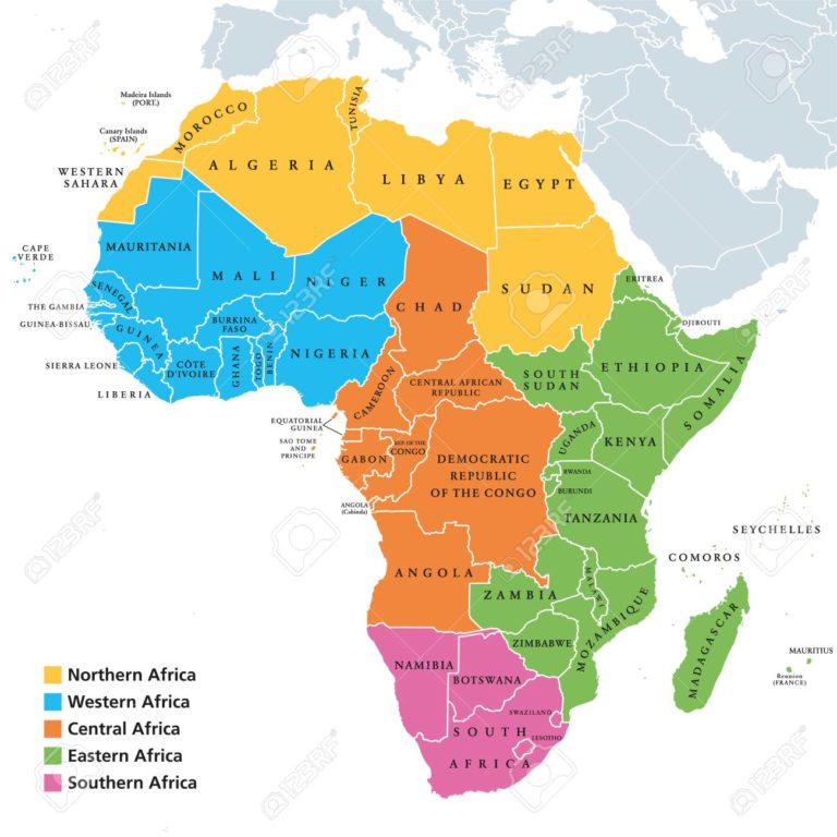 Africa Regions political map with country names